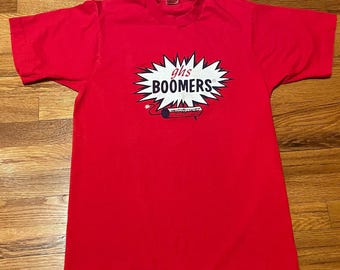 Vintage GHS boomers-T-shirt jaren 90, rood, enkel stiksel