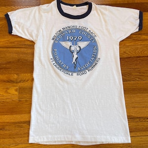 70s Marathon Racing ringer t-shirt paper thin miller lite broward county podiatry association Ft. Lauderdale road runners Wilton manors race