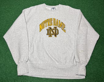 Vintage 90s Notre Dame Fighting Irish Crewneck, College Football Sweatshirt (XL)