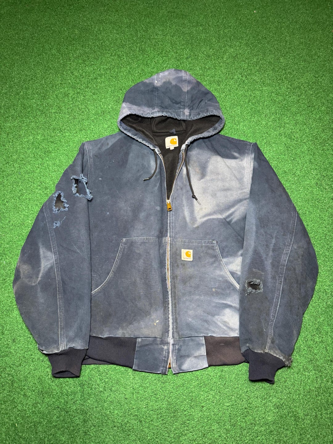 AMAZING Vintage 90s Carhartt Blue Coat, One of a Kind Look, Grunge