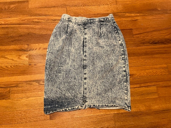80s stone wash denim skirt acid wash jean punk ro… - image 5