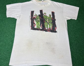 Vintage jaren 80 The Nam Marvel Comics T-shirt, extreem zeldzaam promotie-exemplaar van Stan Lee (XL)