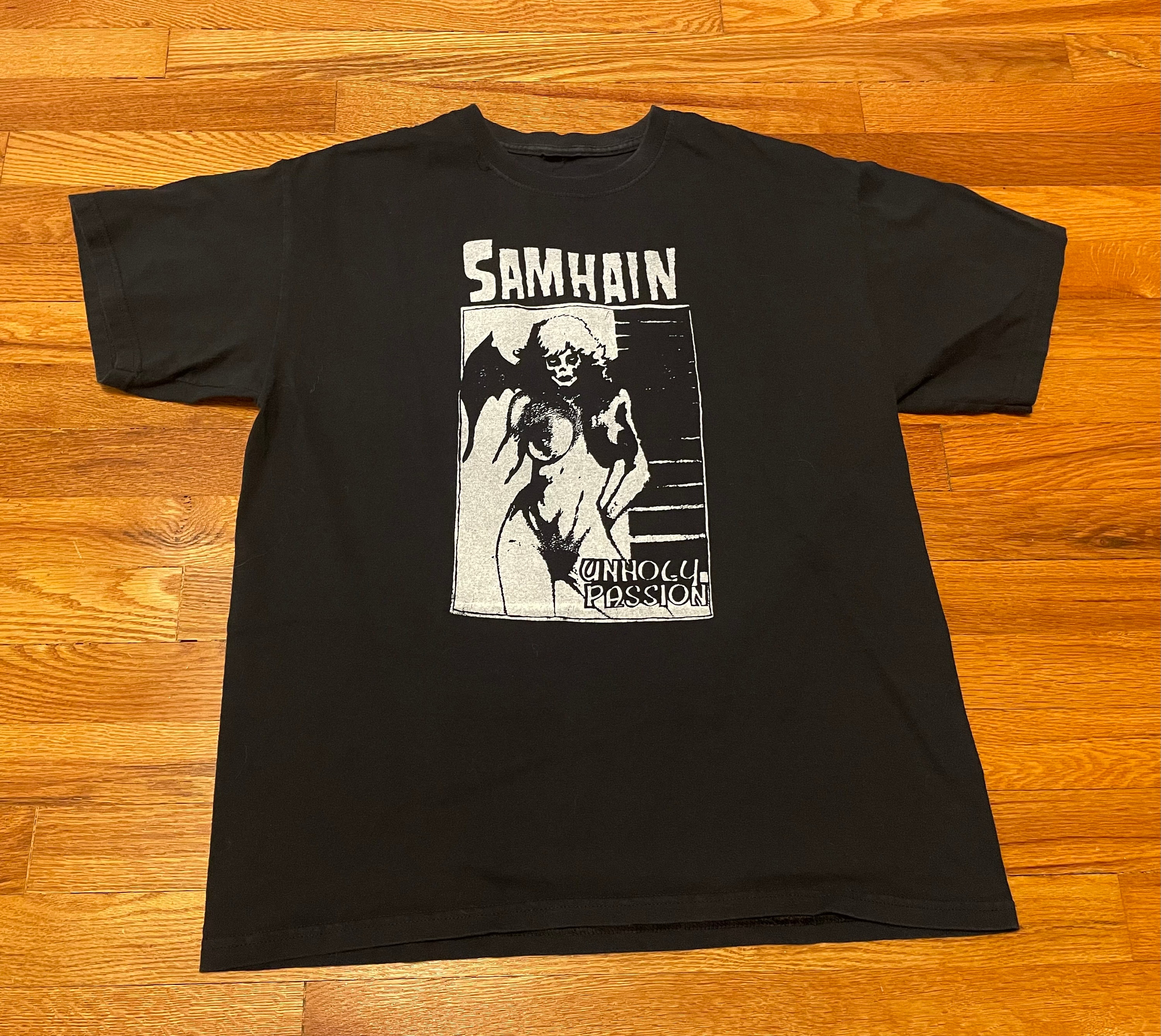 トップス 80's Samhain 'unholy passion' tee Samhain Unholy Passion T shirt yellow poster horror punk band all