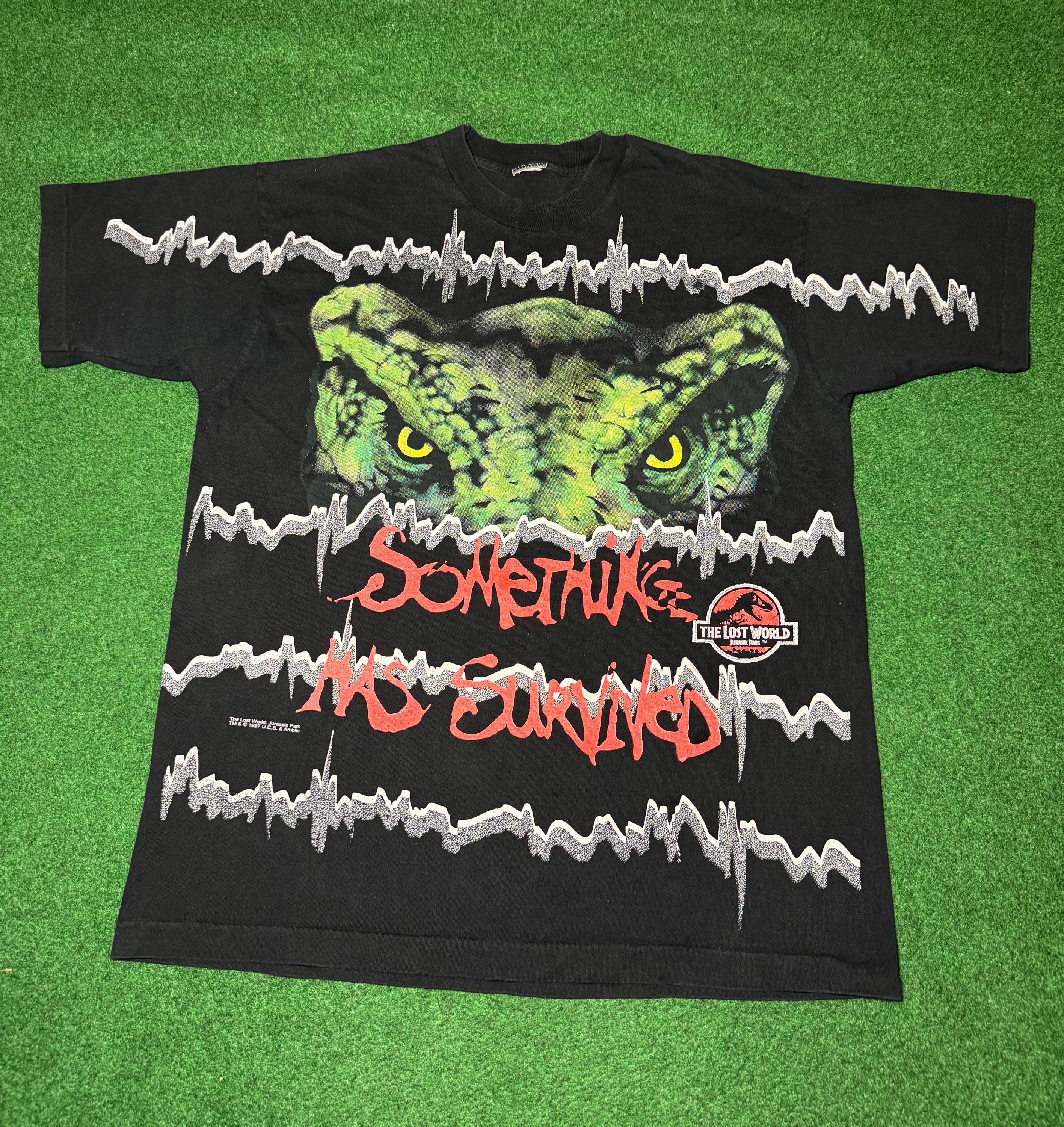 Vintage 1997 Jurassic Park Lost World All Over Print T-shirt (XL