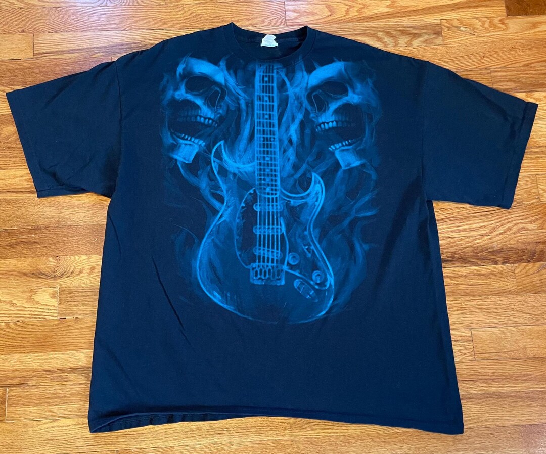 INSANE Y2k Skulls and Flaming Guitar Vintage T-shirt Jnco Affliction ...