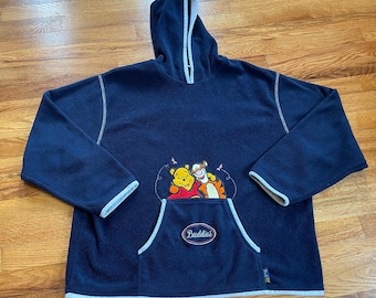 Moletom com capuz de lã dos anos 90 da Disney, com Ursinho Pooh e Tigrão - Tamanho Grande
