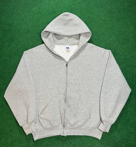 90s grey Russell Athletics brand hoodie sweatshir… - image 1