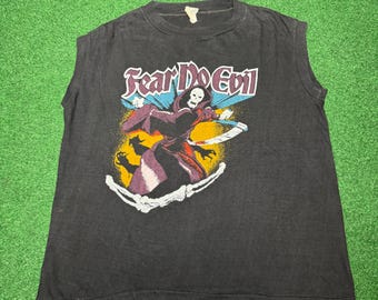 Camiseta de heavy metal de los años 70 con la muerte, Grim Reaper, Dio, Metallica y Satán.