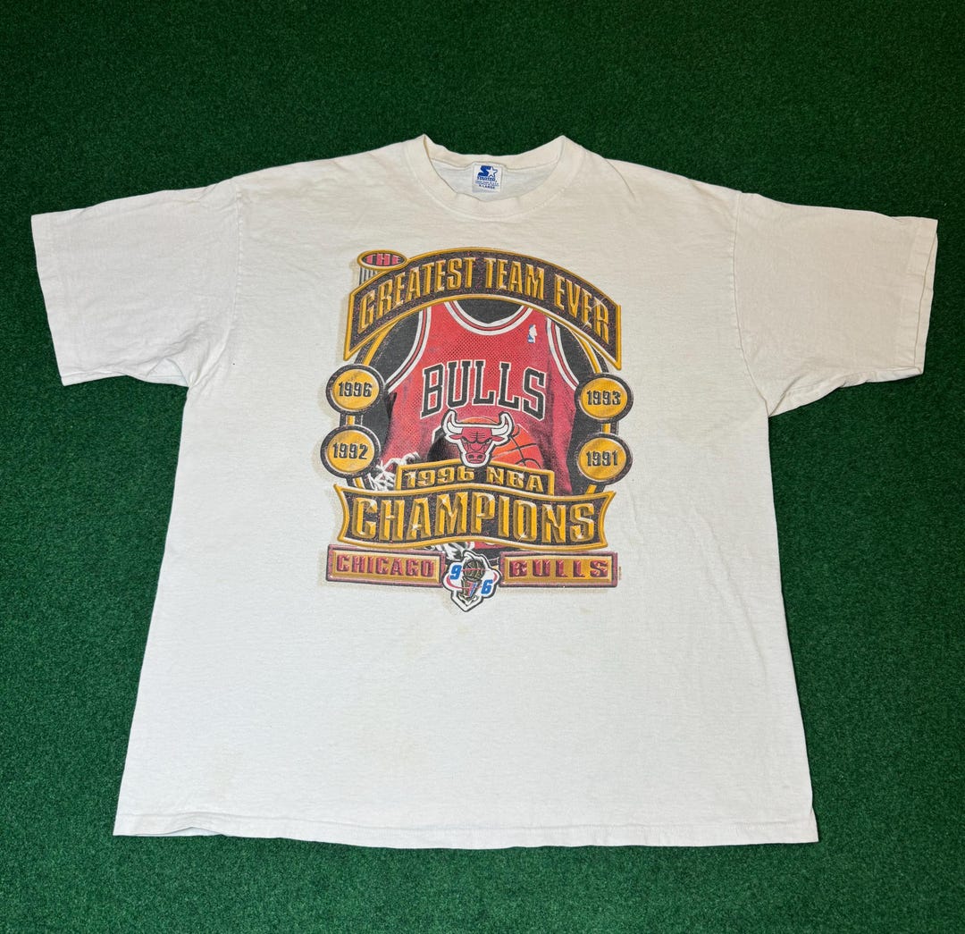 1996 90s Chicago Bulls Greatest Team Ever Starter T-shirt Rare