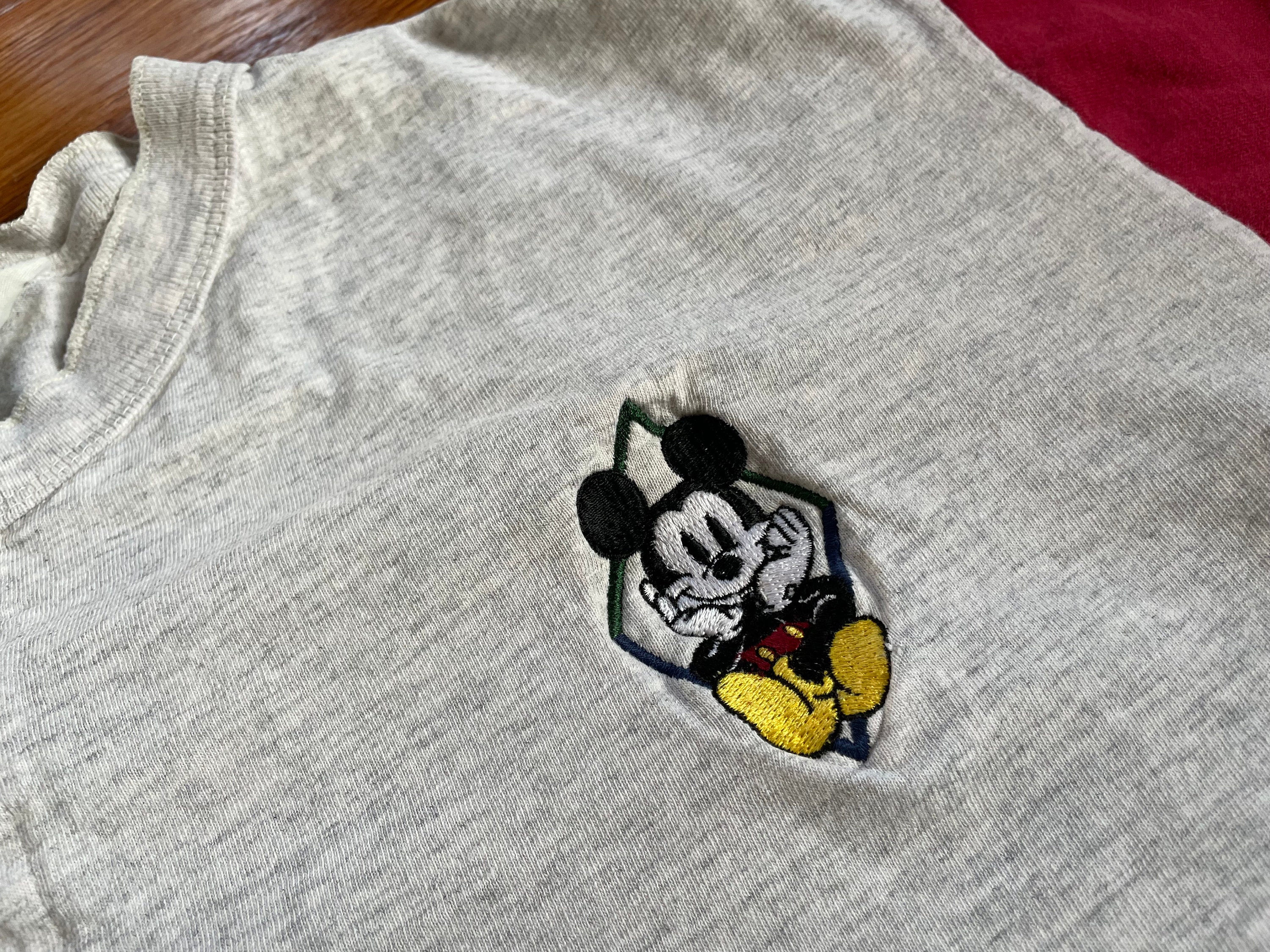 90s Mickey Mouse Embroidered Colorblock T-shirt, Disneyland (adult ...