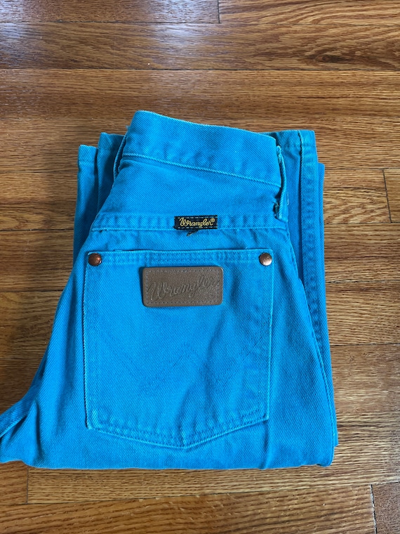 unique blue 70s/80s Wrangler brand jeans denim pa… - image 1