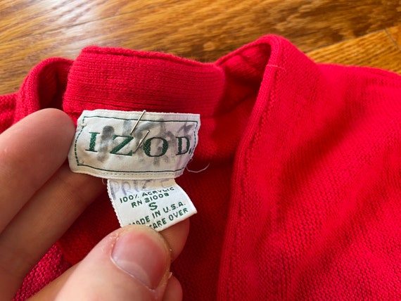 80s Izod vintage red button up cardigan sweater K… - image 4