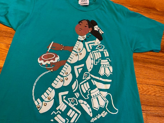 Vintage 80s Native American Art T-Shirt, Jeweled Desi… - Gem