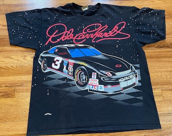 Vintage Dale Earnhardt-T-shirt: NASCAR 'The Intimidator' jaren 90 all-over print, XL