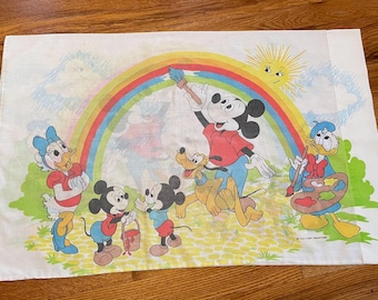 70s Walt Disney Productions vintage pillowcase pillow sleepwear Mickey Mouse 60s antique collectors item goofy movie promo Disneyland cute