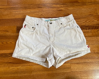 Pantaloncini vintage in jeans fango anni '90, denim a vita alta, 28 pollici