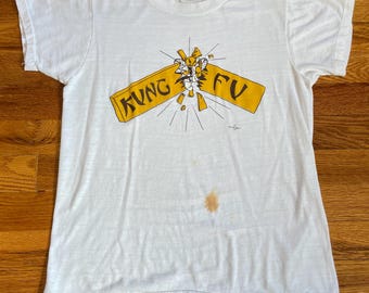 incredible 70s Kung Fu t-shirt extremely rare paper thin 50/50 small XS single stitch quik set martial arts