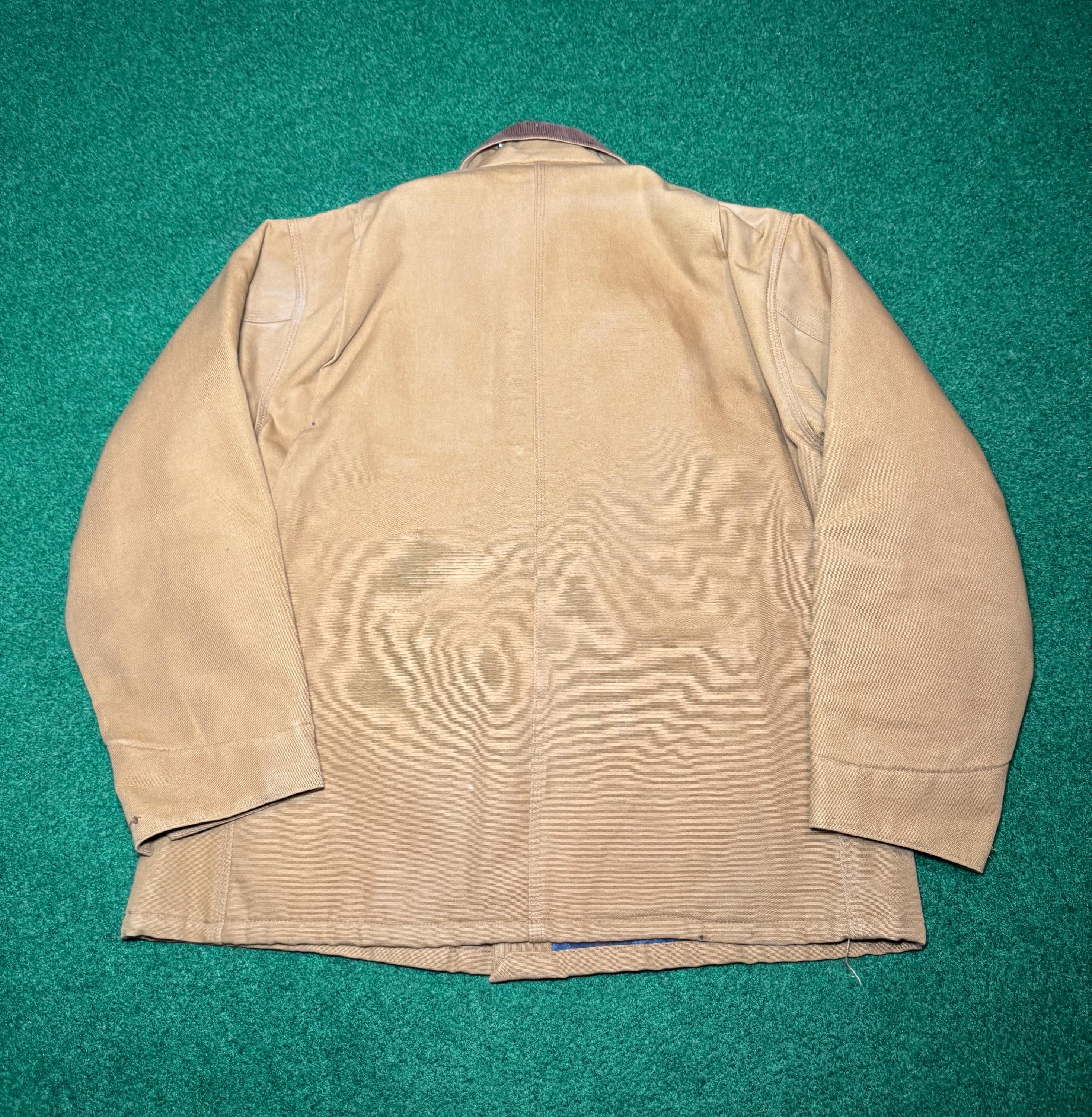 Vintage 90s Carhartt Chore Jacket Coat, Workwear, Flannel Lined XL