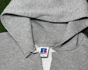 90s Russell Athletic Grey Hoodie Sweatshirt Minimalist Iconic