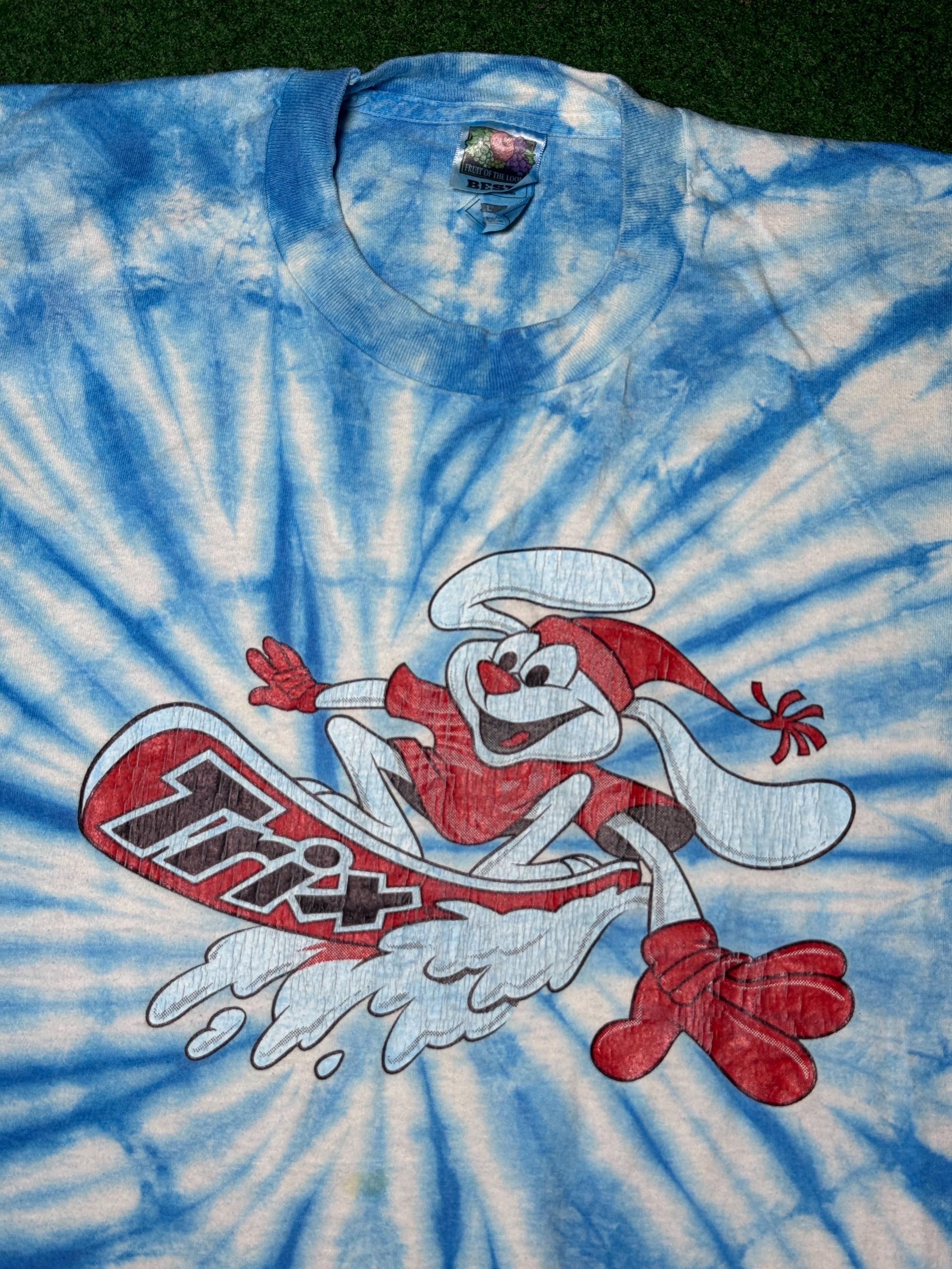 Crazy 90s Trix Cereal Snowboarding T-shirt Rare Large Tie Dye