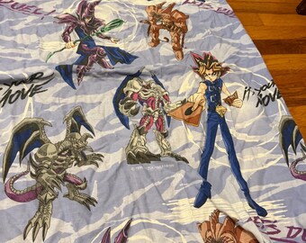 1996 90s Yugioh Fitted Sheets Rare Vintage Bedding Fabric Anime Yu