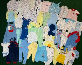 Lotto di body per neonati vintage anni '70/'80, taglia piccola/media, 40 pezzi