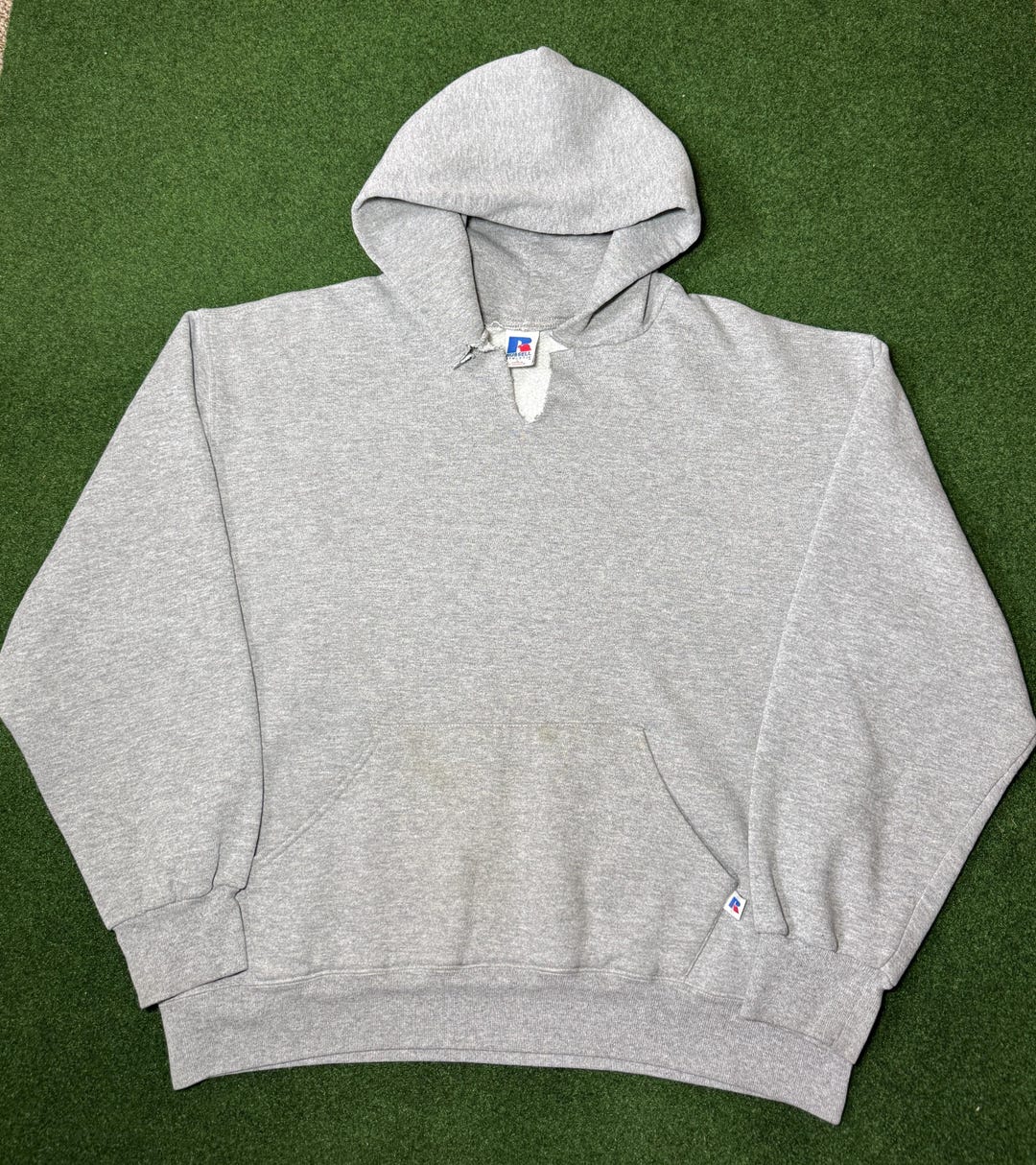 90s Russell Athletic Grey Hoodie Sweatshirt Minimalist Iconic