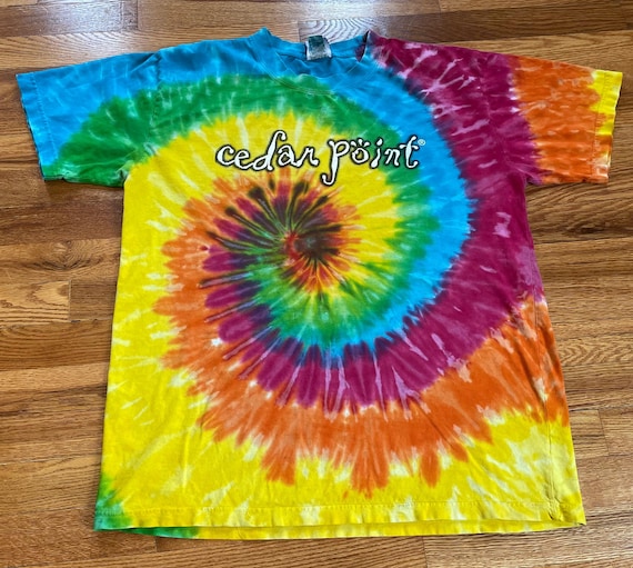 Vintage 90s Tie Dye Cedar Point T-shirt (XL) - Etsy