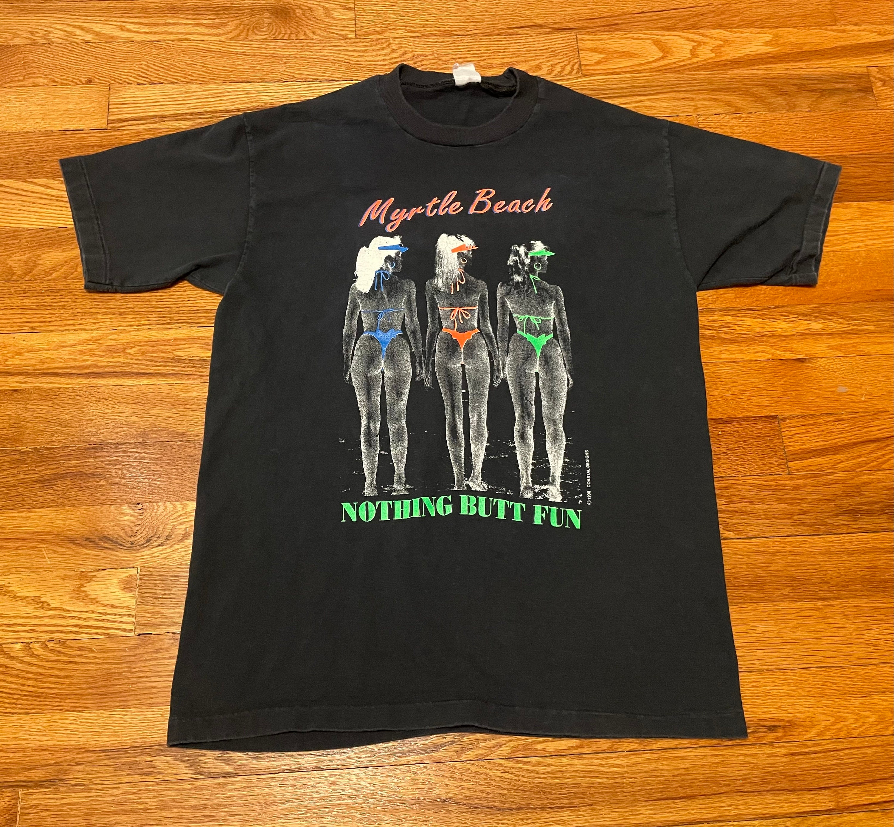 llica 90s vintage Tシャツ スミクロ 90s Myrtle Beach SC Nothing Butt Fun Vintage T-shirt Neon Thong