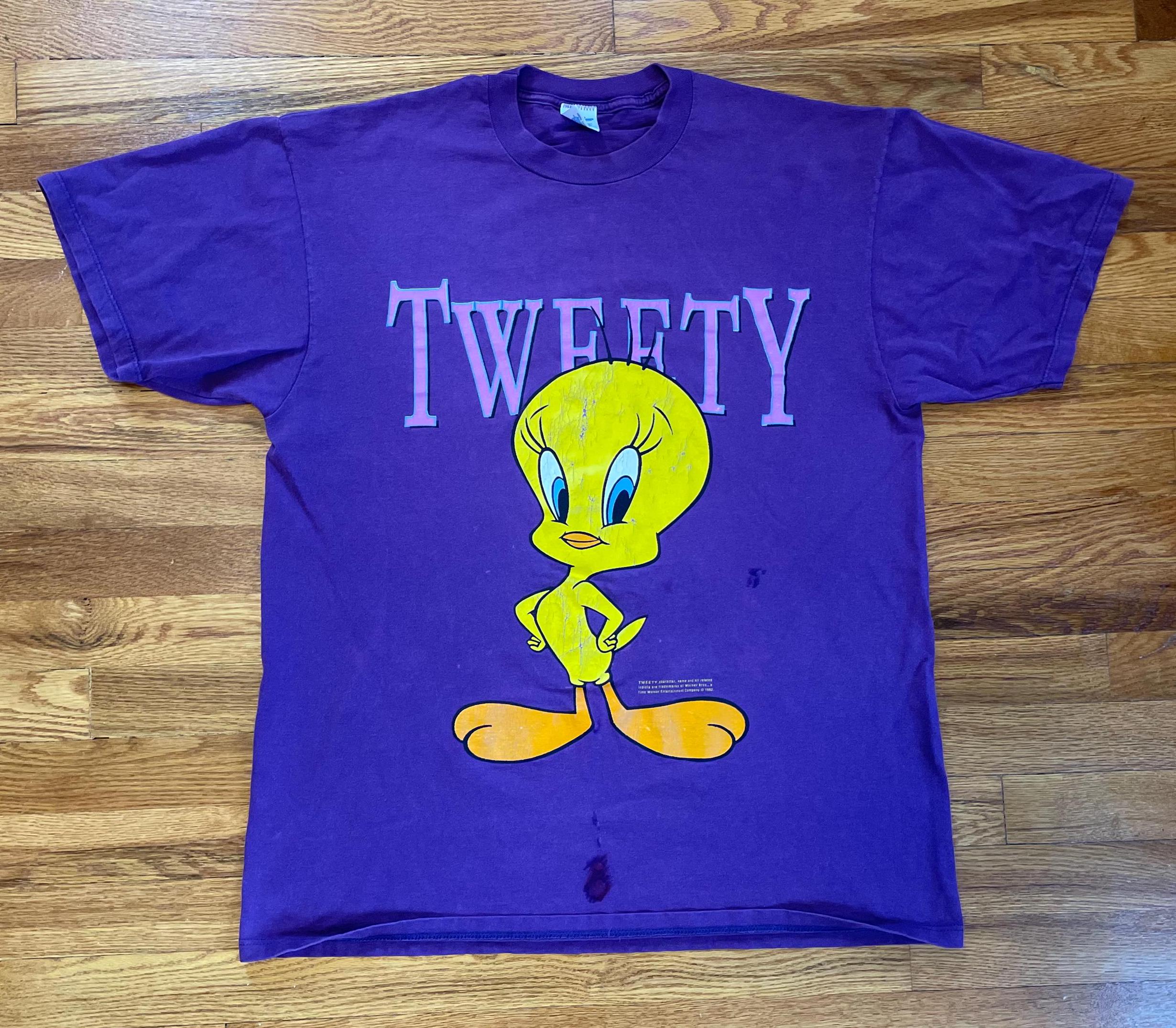 90s 1992 Tweety Vintage Purple T-shirt Rare XL Looney Tunes