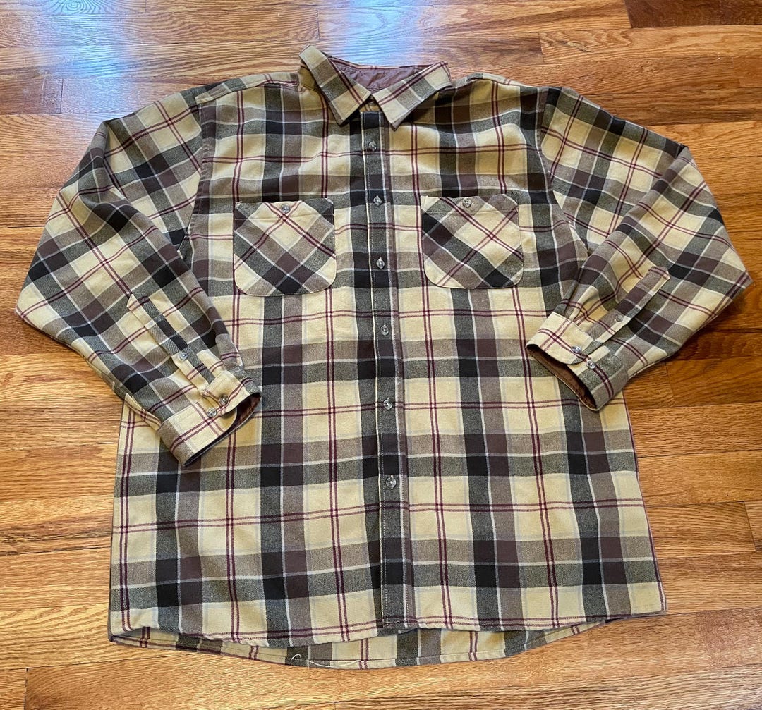 Timeless 60s John Blair Flannel Plaid Button up Shirt Old School 70s