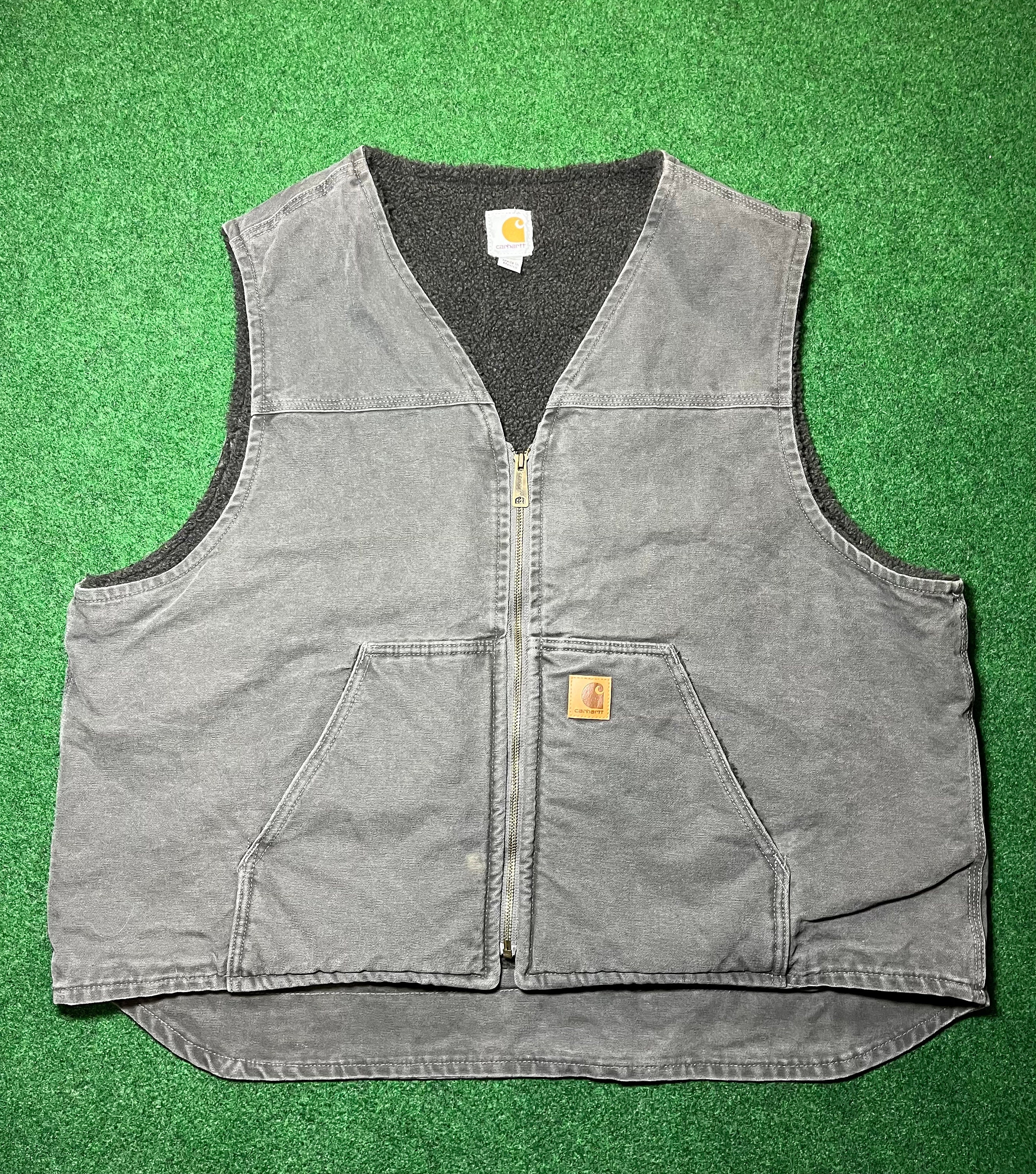MENS XL - Vtg Carhartt VQ186 Duck Arctic Lined Work Zip Vest