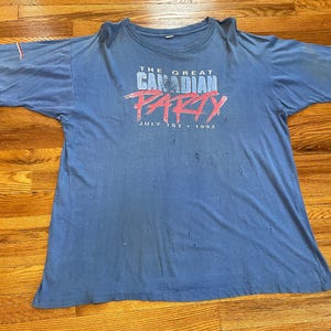 1992 The Great Canadian Party vintage t-shirt heavily distressed 90s concert lollapalooza spinal tap Sloan tragically hip crash test dummies