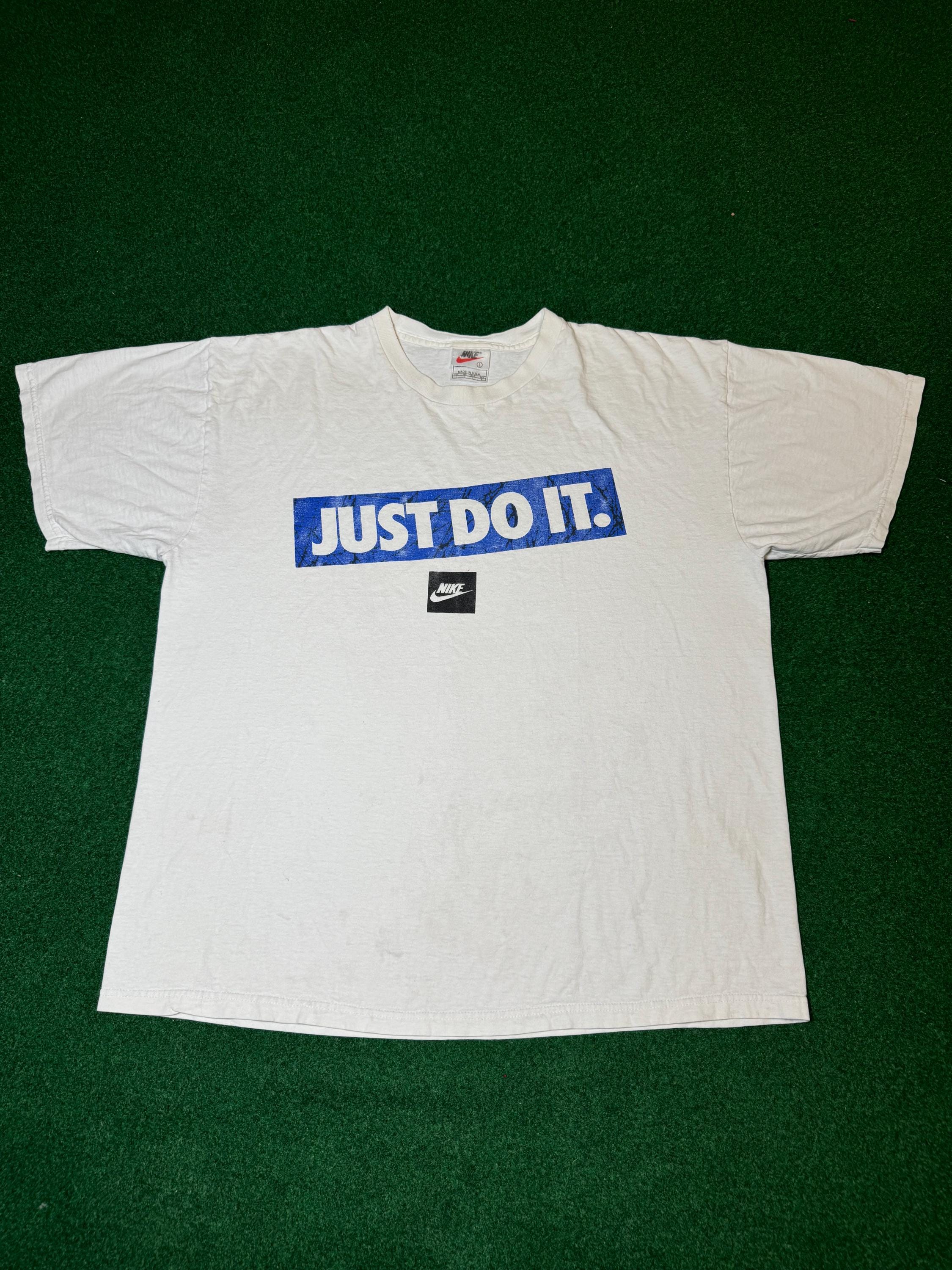 90s Nike Just Do It T-shirt ICONIC Rare Vintage Large White