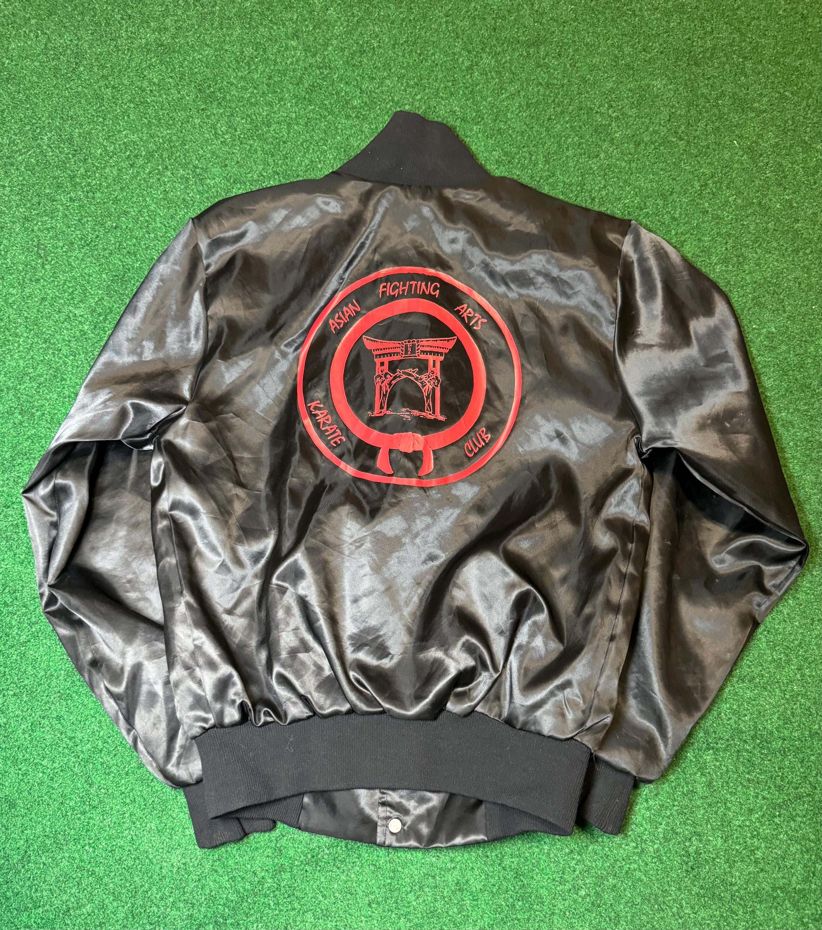 80s Karate Club Satin Jacket Vintage Rare Asian Fighting Arts