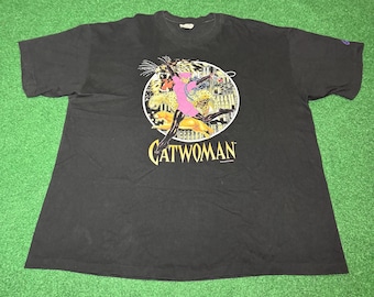 Vintage Catwoman Batman T-shirt uit de jaren 90, zeldzame stripboek- en filmpromotie-uitgave uit 1995 (maat 2XL)
