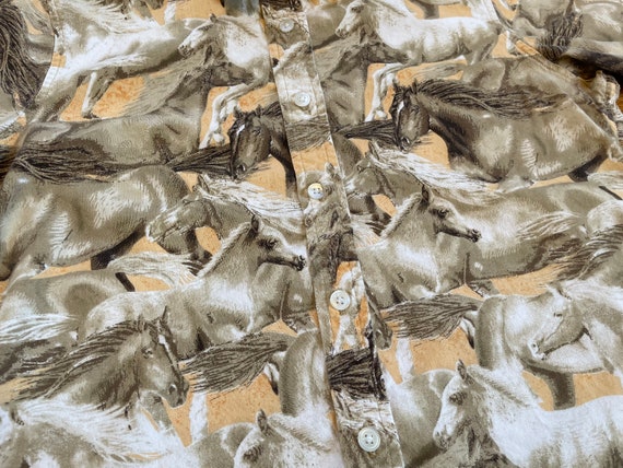 insane 90s all over print horses button up collar… - image 2