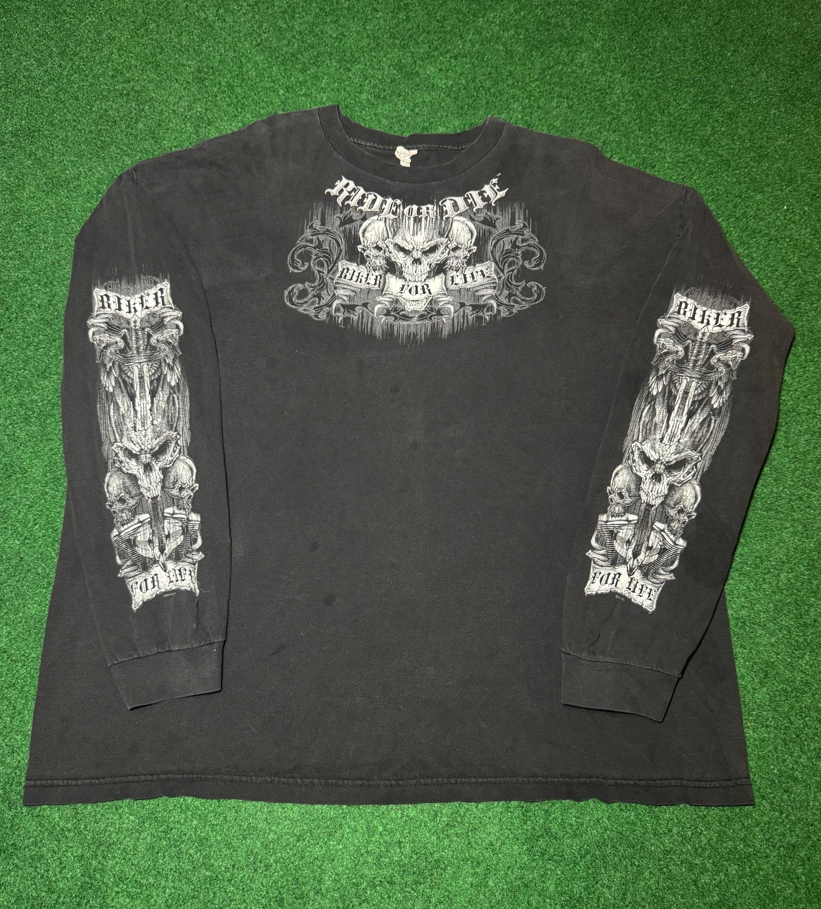 Y2K Affliction Tapout Style T-shirt Long Sleeve Biker for Life