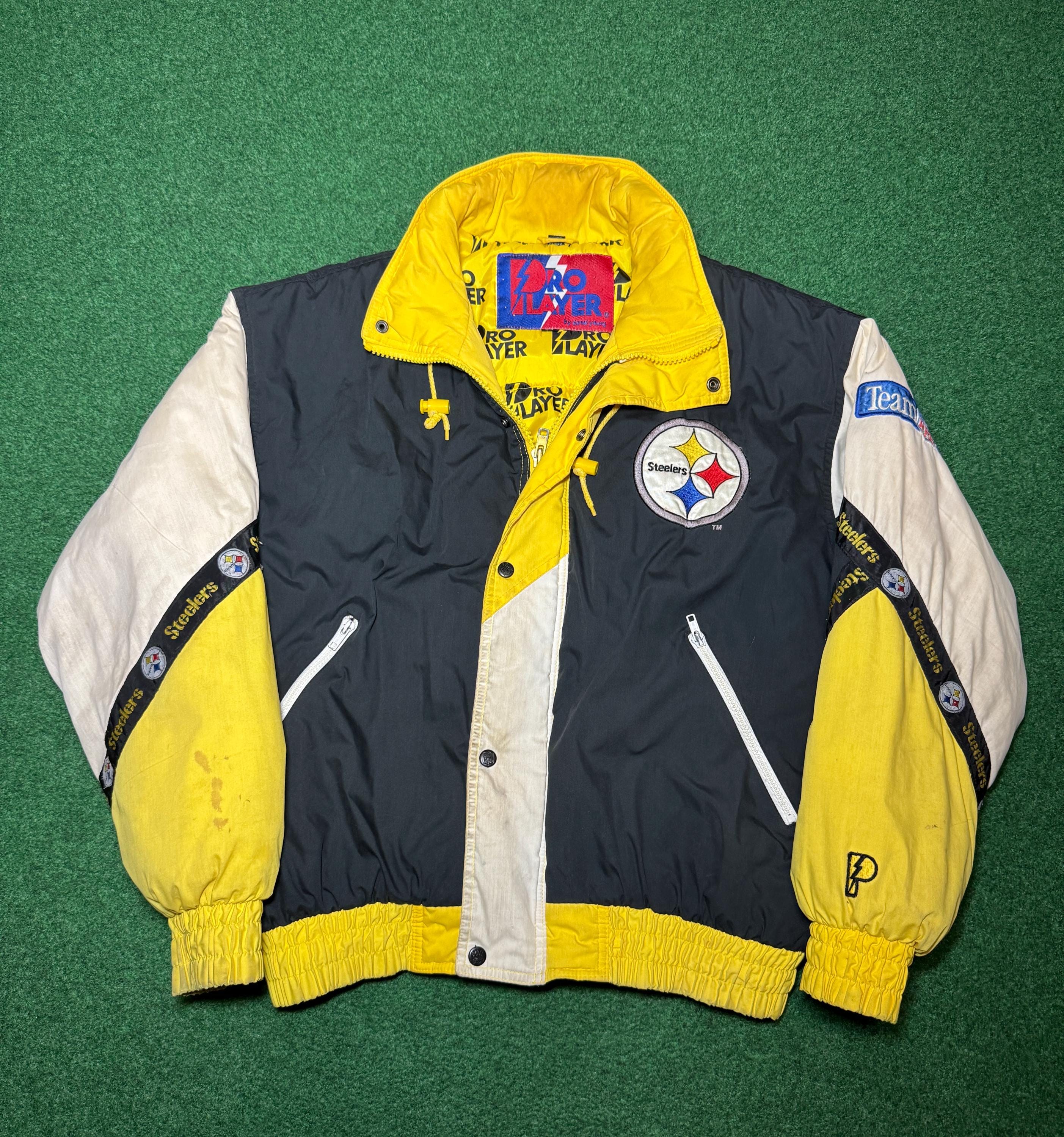 90s Pittsburgh Steelers Puffer Winter Coat Pro Player Large