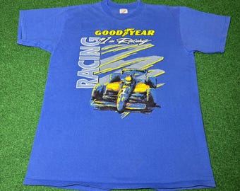 Vintage Goodyear F1 Racing T-shirt uit de jaren 90, zeldzaam NASCAR Brad Pitt Indy (maat L)