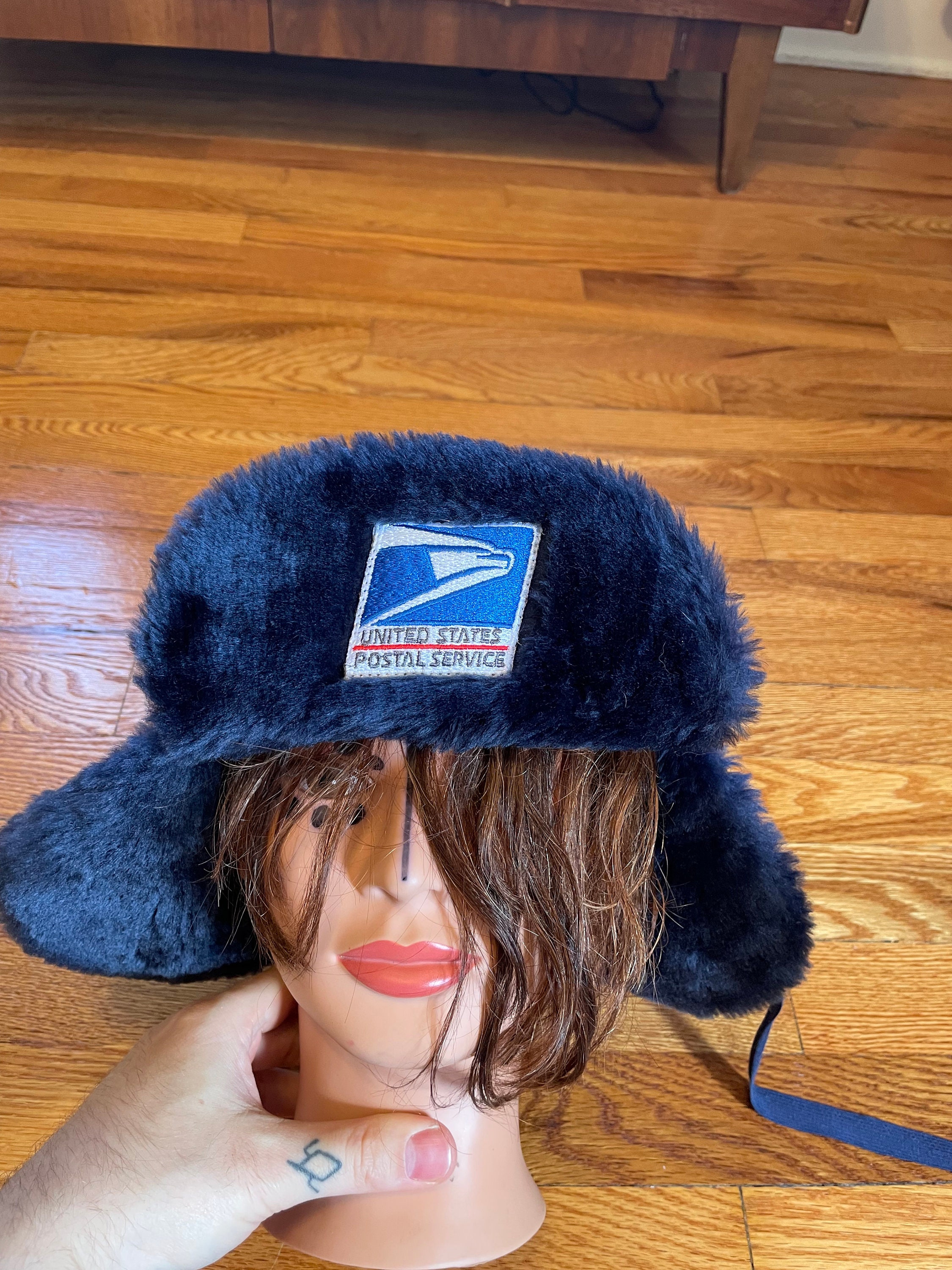 70s/80s United States Postal Service Trapper Hat Vintage Rare Official Usps  Mail Main Winter Snapback Strap Elmer Fudd Sherpa Fur Classic 