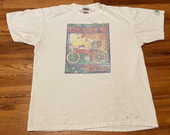 INSANELY rare 90s Schwinn Bicycle “Excelsior” vintage t-shirt distressed old school biker bike antique single stitch cool hipster hip trendy
