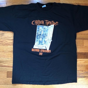 Early 00s Chiller Theatre Halloween Extravaganza vintage t-shirt Staff extremely rare horror convention movie New Jersey Frankenstein promo