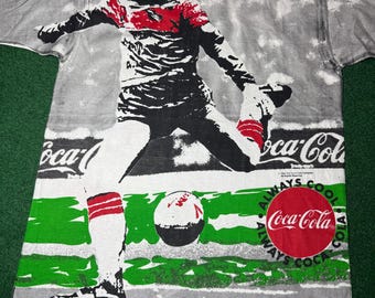 Vintage 90s Coca Cola Soccer T-shirt, FIFA World Cup, Coke Soda