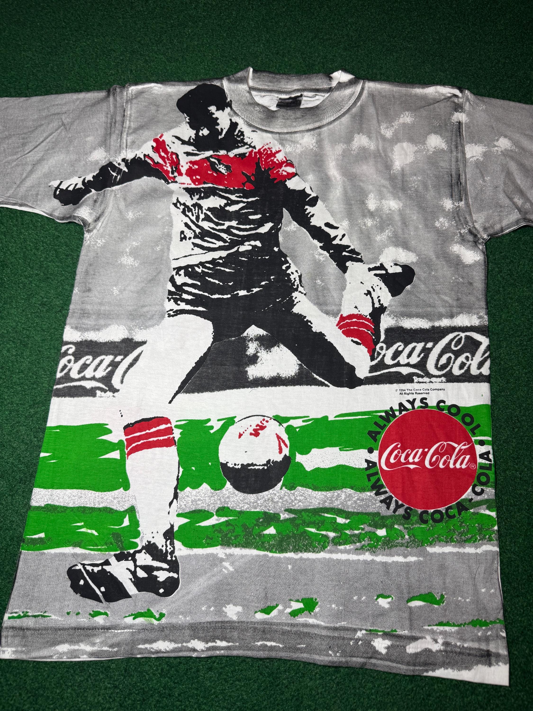Vintage 90s Coca Cola Soccer T-shirt, FIFA World Cup, Coke Soda