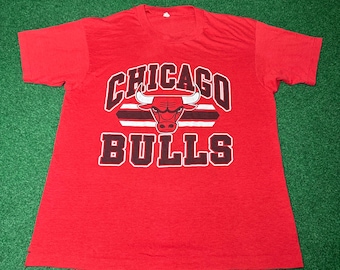 Vintage Chicago Bulls T-shirt uit de jaren 80/90, met schermsterren uit het Michael Jordan-tijdperk (maat L)