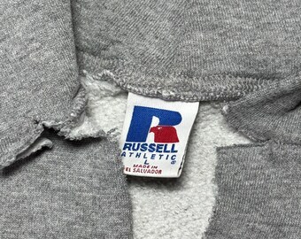 90s Russell Athletic Grey Hoodie Sweatshirt Minimalist Iconic