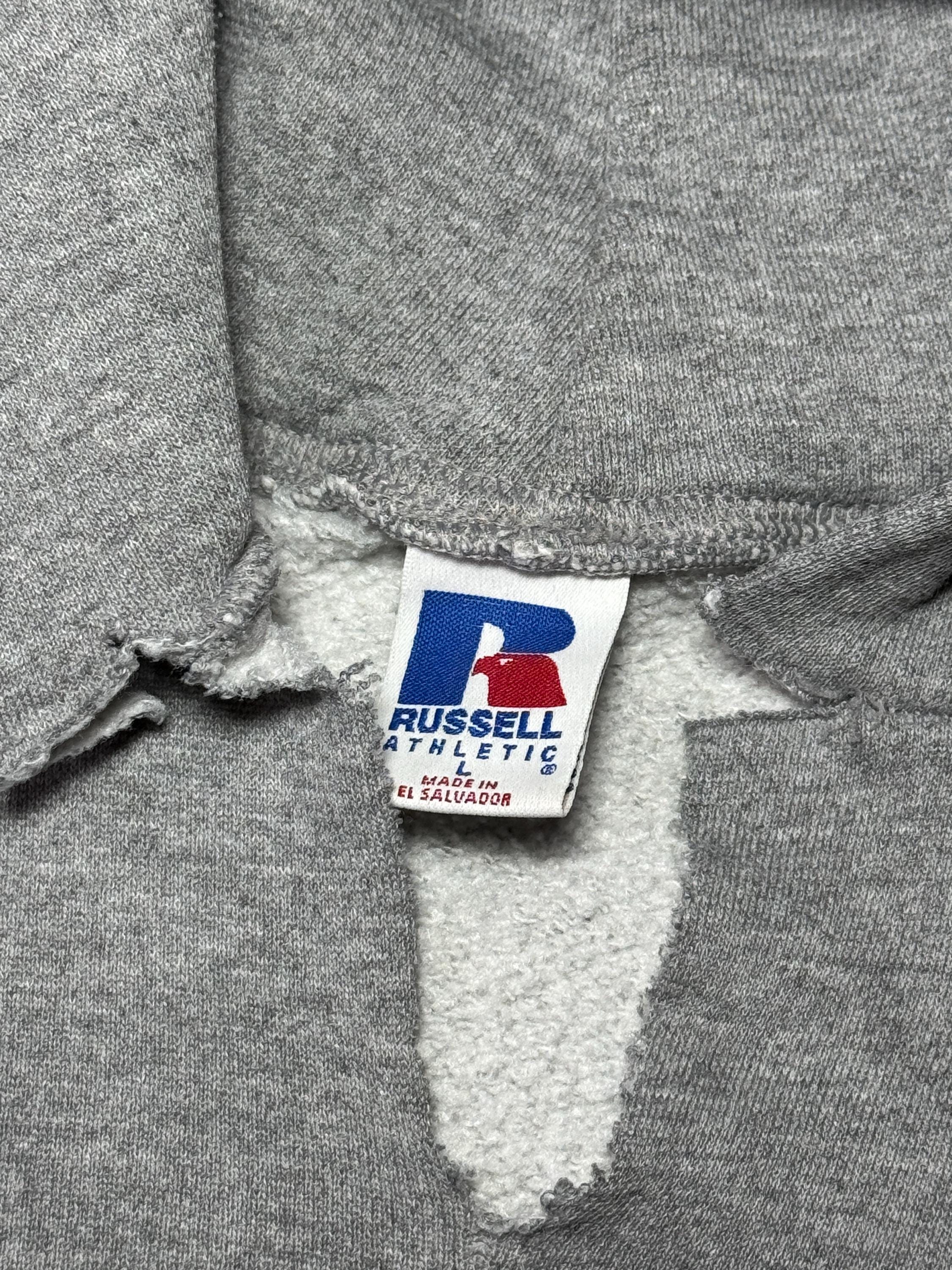 90s Russell Athletic Grey Hoodie Sweatshirt Minimalist Iconic