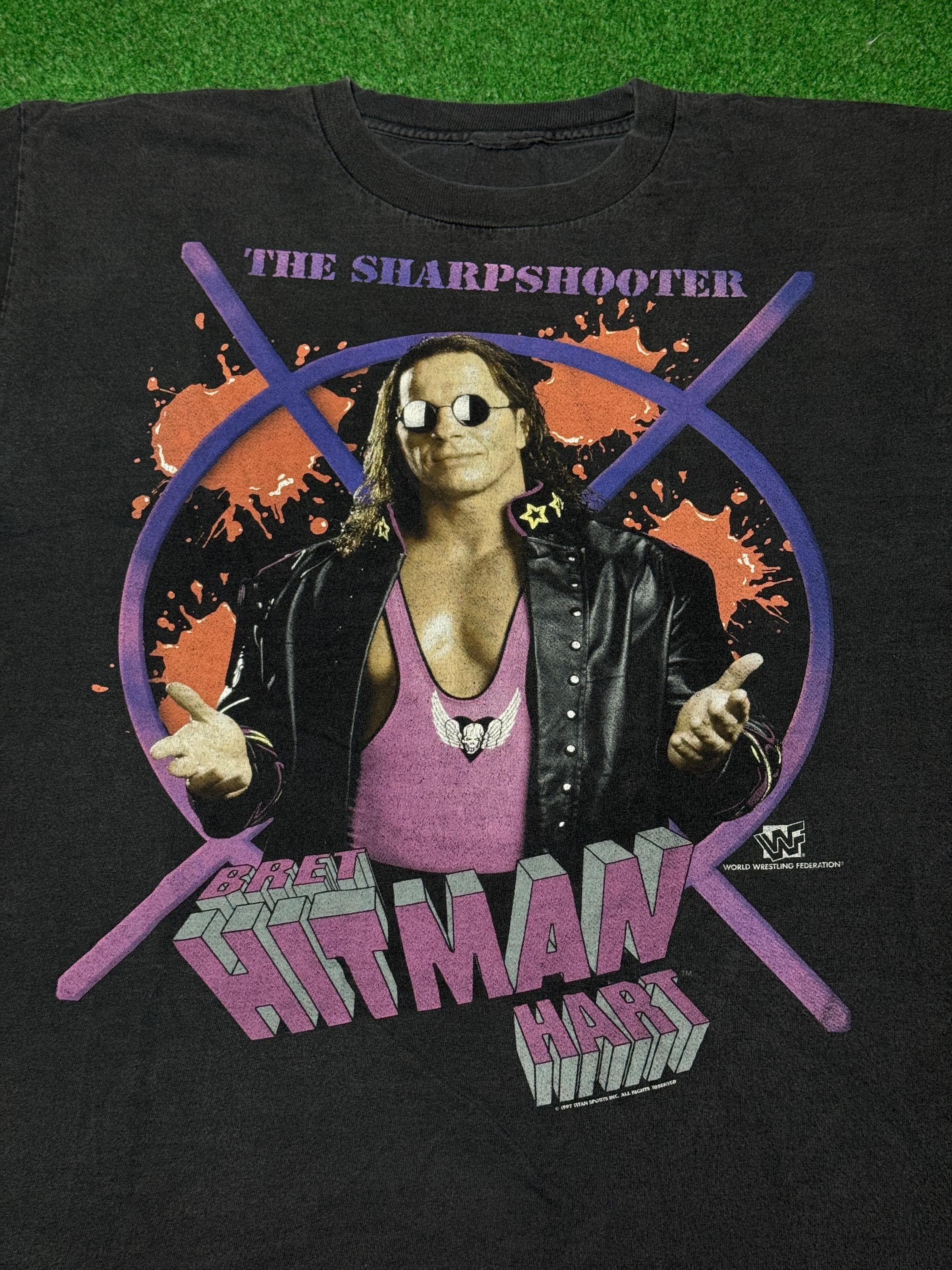 90s WWF Bret Hart T-shirt Rare Vintage XL Wrestling Original Wwe