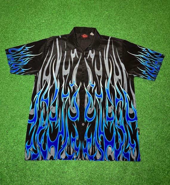 Crazy 90s Guy Fieri Flames Fire Button up Shirt Biker West Coast Choppers  Large - Etsy Israel